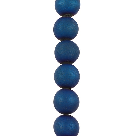 Blue Plated Druzy Agate Round Beads by Bead Landing&#x2122;